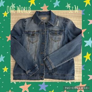 ONE WORLD Ladies' Blue Denim Jacket with Button Front